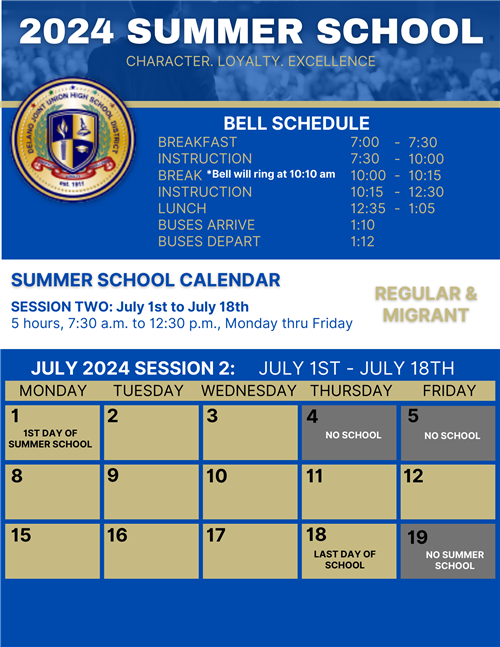 2024 Summer School Session 2 dates